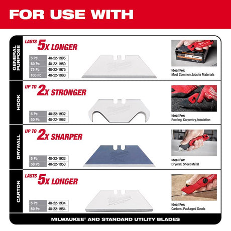Milwaukee 5 in. Sliding Compact Utility Knife Red
