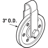 Prime-Line GD 52189 Door Pulley, 3 in Dia, Steel, Galvanized