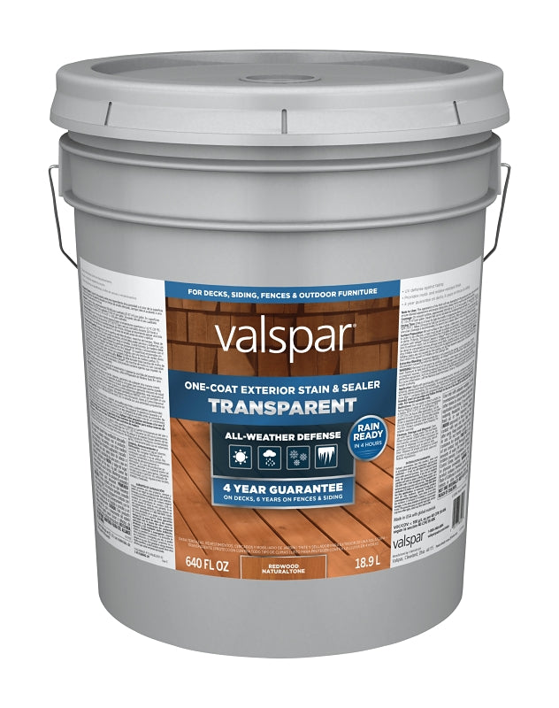 Valspar VL1028082-20 Stain and Sealer, Transparent, Red Natural, Liquid, 5 gal