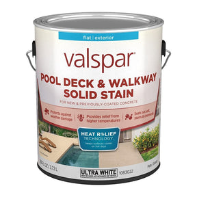 Valspar 024.1083022.007 Pool Deck and Walkway Paint, Flat, Ultra White, 1 gal, Pack of 4