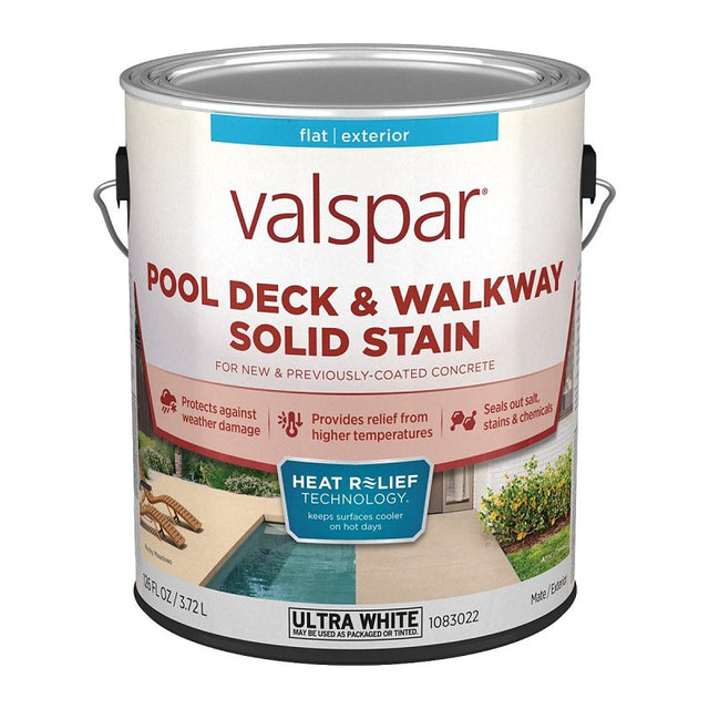 Valspar 024.1083022.007 Pool Deck and Walkway Paint, Flat, Ultra White, 1 gal, Pack of 4