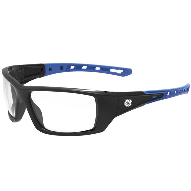 General Electric 04 Series Impact-Resistant Safety Glasses Clear Lens Black/Blue Frame 1 pk