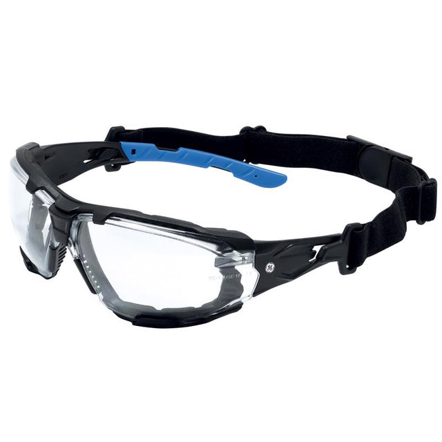 General Electric 05 Series Anti-Fog Impact-Resistant Safety Glasses Clear Lens Black/Blue Frame 1 pk