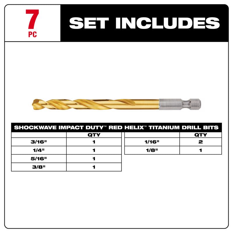 Milwaukee Shockwave Drive Bit Set Titanium 7 pc