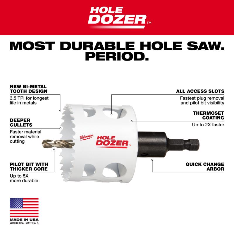 Milwaukee Hole Dozer 3/4 in. Bi-Metal Hole Saw with Arbor and Pilot Bit 1 pk, Pack of 2