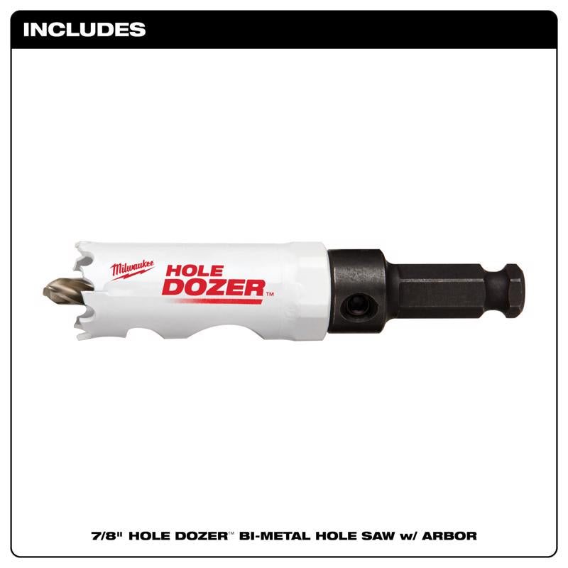 Milwaukee Hole Dozer 7/8 in. Bi-Metal Hole Saw with Arbor and Pilot Bit 1 pk, Pack of 2