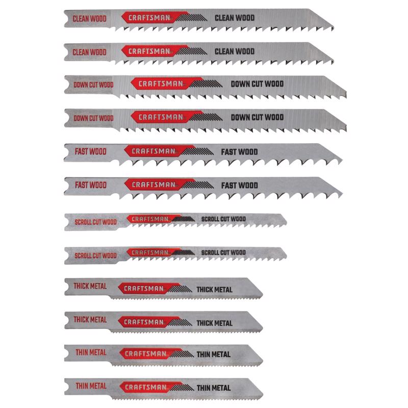 Craftsman 4.8 in. High Carbon Steel U-Shank Jig Saw Blade Set 12 pc