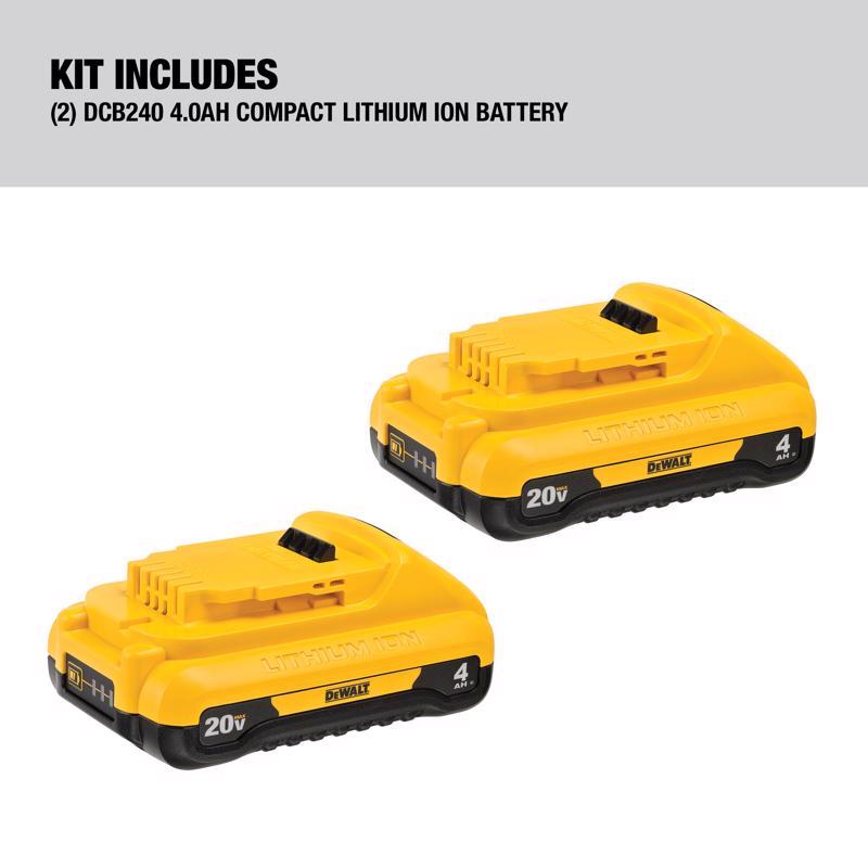 DeWalt 20V MAX DCB240-2 4 Ah Lithium-Ion Compact Battery Combo Pack 2 pc