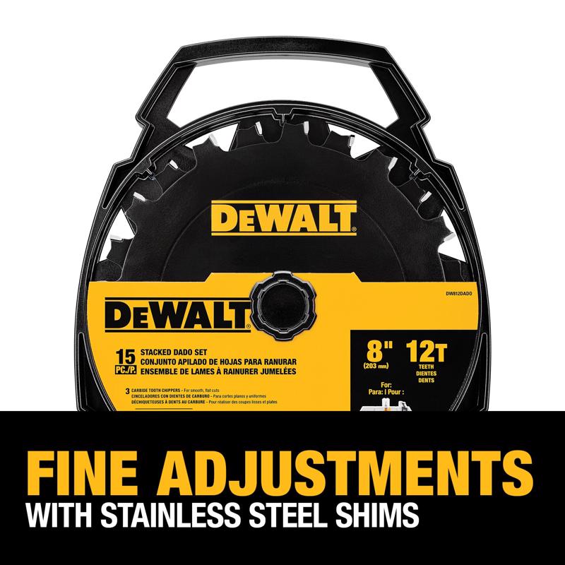 DeWalt 8 in. D Carbide Dado Blade Set 12 teeth 15 pc