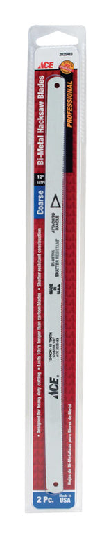 Ace 12 in. Bi-Metal Hacksaw Blade 18 TPI 2 pk