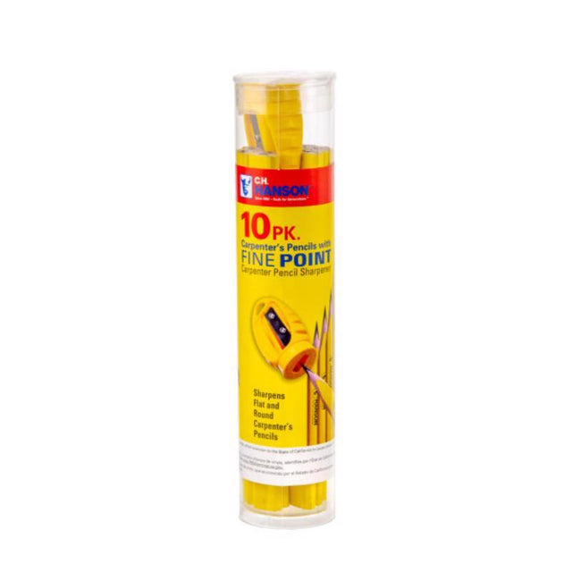 C.H. Hanson 2 in. L Carpenter Pencil and Sharpener Yellow 10 pc