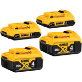 DeWalt 20V MAX DCB324-4 Lithium-Ion 2Ah and 4Ah Battery Combo Pack 4 pc