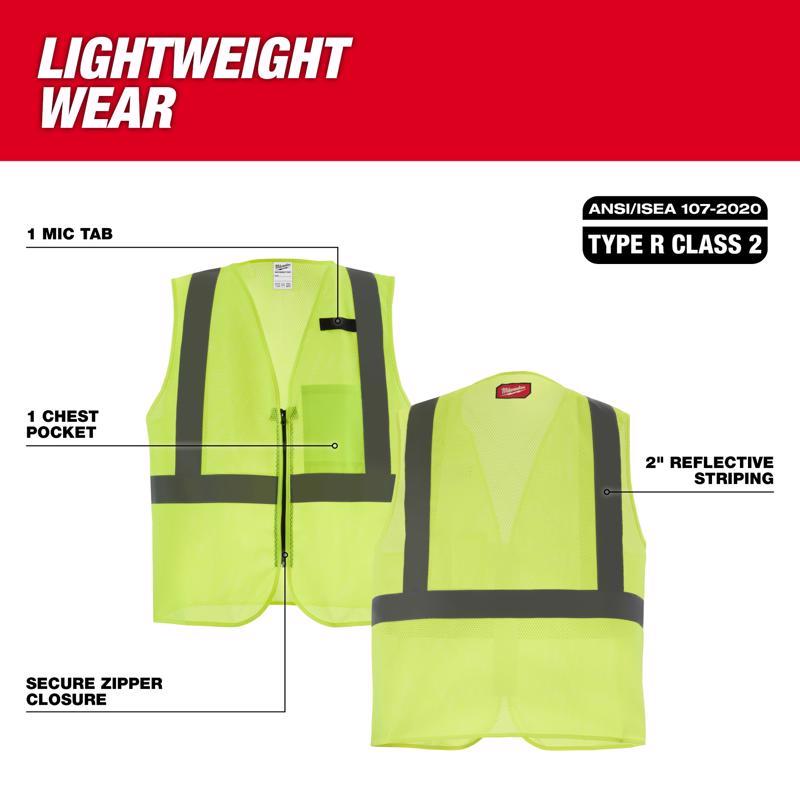 Milwaukee Reflective Type R Class 2 Safety Vest High Visibility Yellow L/XL