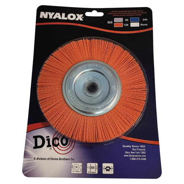 Dico Nyalox 6 in. Medium Crimped Mandrel Mounted Wheel Brush Nylon 4500 rpm 1 pc