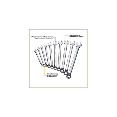 DeWalt SAE Combination Wrench Set 10 pc