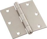 National Hardware N830-250 Door Hinge, Steel, Satin Nickel, Non-Rising, Removable Pin, 3 in L x 3 in W Dimensions, 50 lb