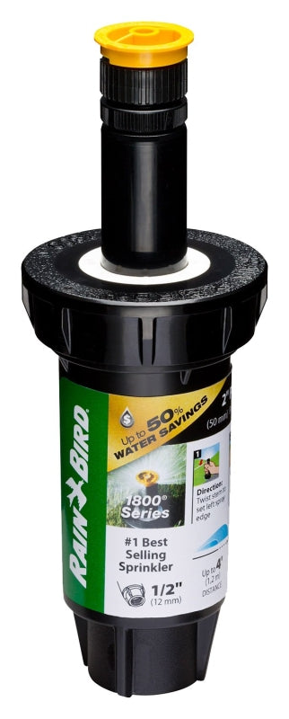 Rain Bird 1802AP4PRS Pressure Regulating Pop-Up Sprinkler, Full-Circle, Part-Circle, 0.54 gpm, 1/2 in Connection, FNPT
