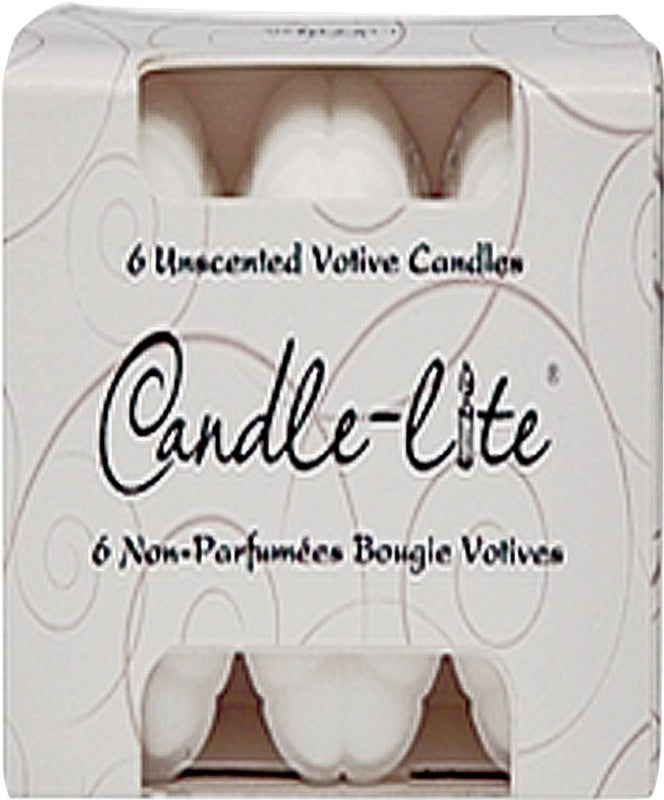 Candle-Lite 1601595 Votive Food Warmer Candle, White Candle, 10 hr Burning, Pack of 12