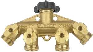 Gilmour 800444-1001 Shut-Off Valve, 5/8 in, Male Threaded, 4-Port/Way, Brass Body