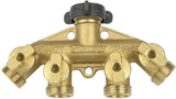 Gilmour 800444-1001 Shut-Off Valve, 5/8 in, Male Threaded, 4-Port/Way, Brass Body