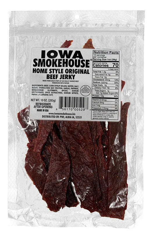 Iowa Smokehouse IS-10JN Beef Jerky, Original, 10 oz Pack, Pack of 6