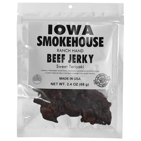 Iowa Smokehouse is-rh2jt-m Snacks, Beef Jerky Sweet Teriyaki, 2.4 oz Bag, Pack of 8