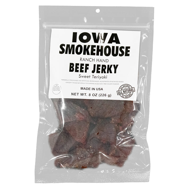 Iowa Smokehouse is-rh8jt-6ct Beef Jerky, Sweet Teriyaki, Pack of 14