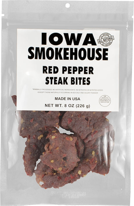Iowa Smokehouse IS-SBRP-6CT Steak Bites, Red Pepper, 8 oz Resealable Bag