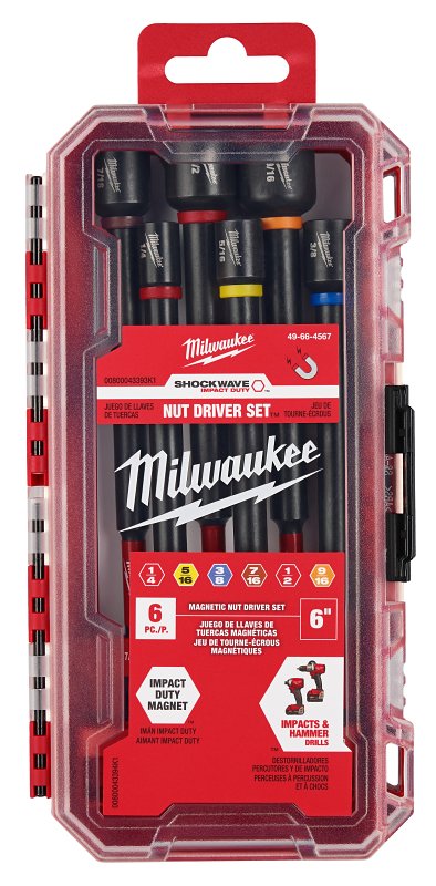 Milwaukee SHOCKWAVE 49-66-4567 Magnetic Nut Driver Set, 6-Piece, Alloy Steel