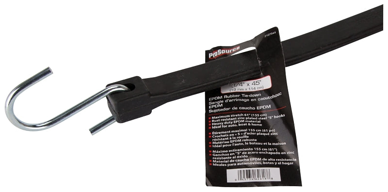 ProSource FH64090 Tie-Down, 3/4 in W, 45 in L, EPDM, S-Hook End Fitting, Steel End Fitting, Pack of 10