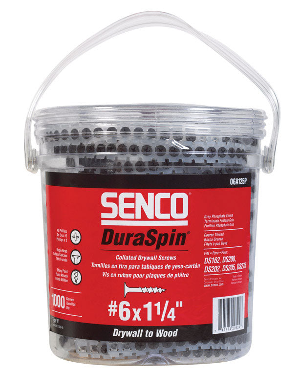 Senco DuraSpin No. 6 Sizes X 1-1/4 in. L Phillips Coarse Collated Drywall Screws 1000 pk