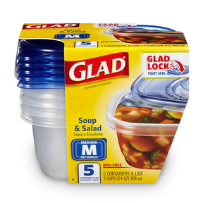 Glad BBG10076 Medium Soup and Salad, 24 oz Capacity, Plastic, Clear, Pack of 6