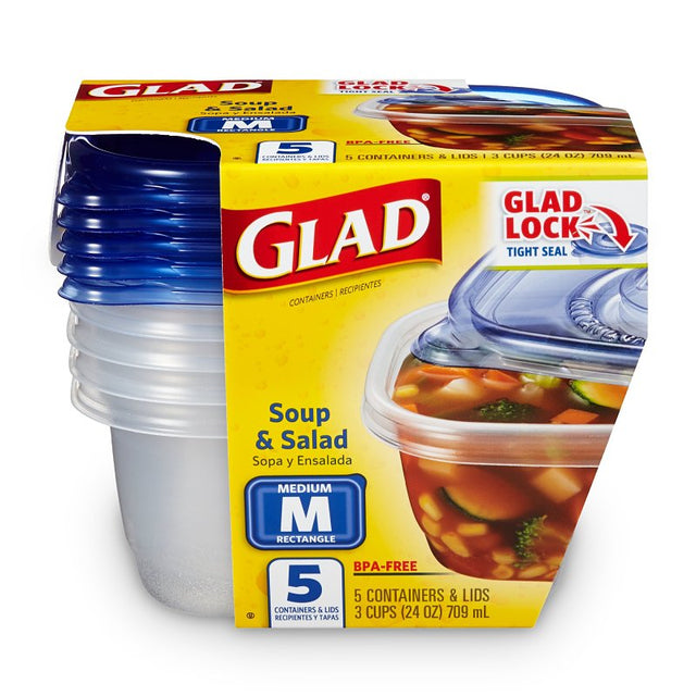 Glad BBG10076 Medium Soup and Salad, 24 oz Capacity, Plastic, Clear, Pack of 6
