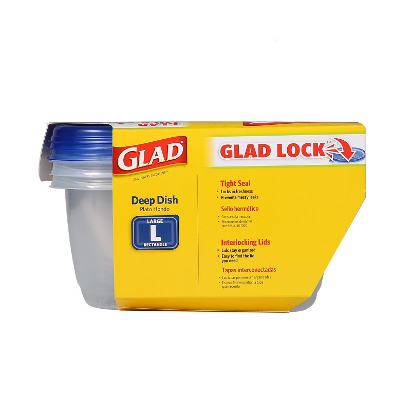 Glad BBG10316 Large Deep Dish, 64 oz, Plastic, Clear, Pack of 3