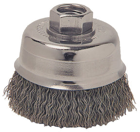 Vortec Pro 36061 Wire Cup Brush, 5 in Dia, 5/8-11 Arbor/Shank, Crimped Bristle, 0.02 in Dia Bristle