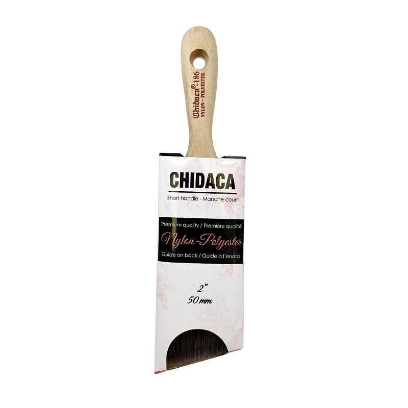 Chidaca 186 Series 18650 Paint Brush, 2 in W, Angular Brush, Nylon/Polyester Bristle, Short Handle