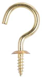 ProSource LR393 Cup Hook, 1/2 in Opening, 5.2 mm Thread, 2-1/8 in L, Brass, Brass, Pack of 20