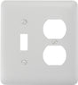 Amerelle Devon Series 935TDW Wallplate, 5 in L, 4-5/8 in W, 2-Gang, Steel, White, Screw Mounting