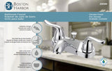 Boston Harbor F5121033CP Lavatory Faucet, 1.2 gpm, 2-Faucet Handle, 3-Faucet Hole, Metal, Chrome, 4 in Faucet Centers