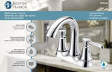 Boston Harbor F51B0035CP Lavatory Faucet, 1.2 gpm, 2-Faucet Handle, 3-Faucet Hole, Metal/Plastic, Chrome, Lever Handle