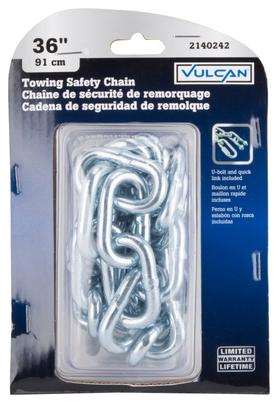 Vulcan HBB12 Tow Chain, 36 in L, 5000 lb Working Load, Steel, Zinc