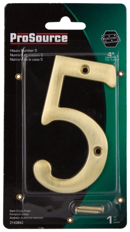 ProSource N-Z045PB3L-PS House Number, Character: 5, 4 in H Character, 2.28 in W Character