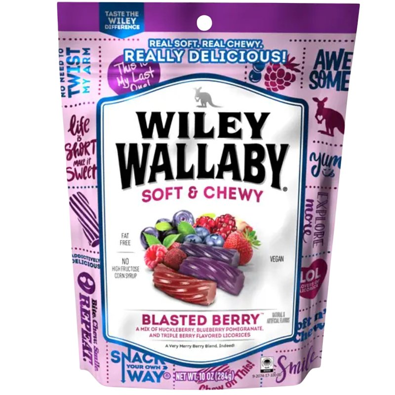 Wiley Wallaby 724332 Licorice, Chewy, Blasted Berry, 10 oz Bag