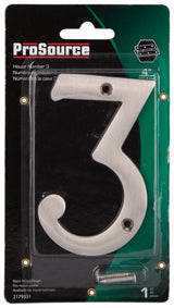 ProSource N-Z043SN-3L-PS House Number, Character: 3, 4 in H Character, 2.36 in W Character