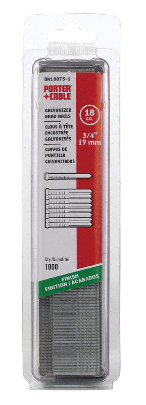 Porter Cable 3/4 in. L X 18 Ga. Straight Strip Galvanized Brad Nails 1,000 pk