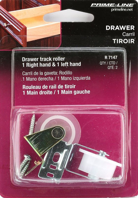Prime-Line R 7147 Drawer Guide Assembly, 1 in Dia, Plastic/Steel, White