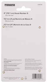 ProSource N-Z049SN-PS House Number, Character: 9, 4 in H Character, 2.28 in W Character