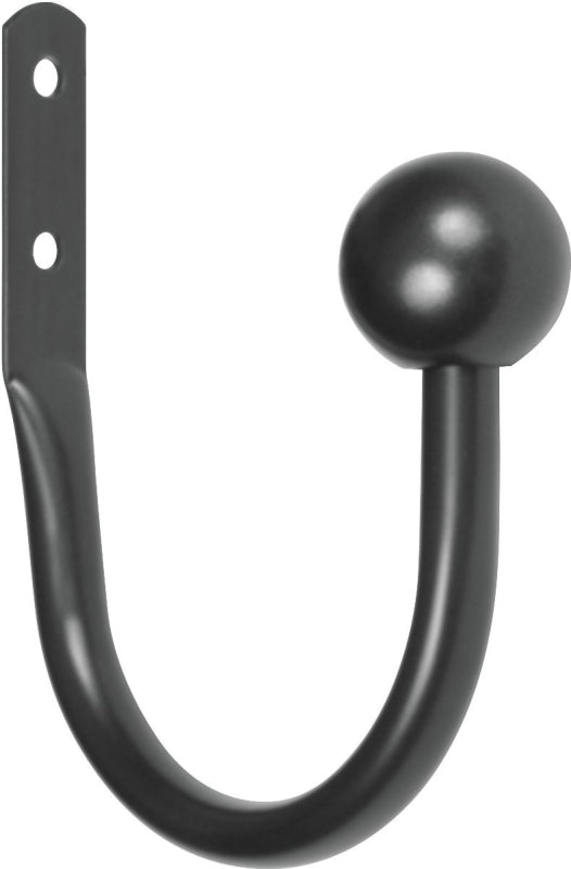 Kenney KN74983 Curtain Holdback, 5/8 in Dia Wire, Metal, Black