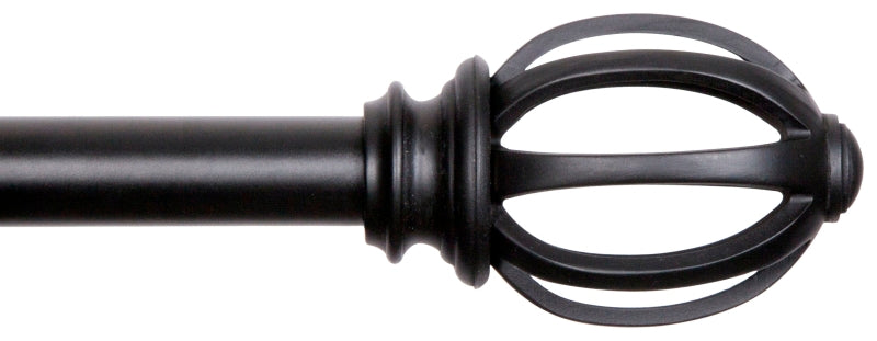 Kenney Fast Fit Series KN75240 Curtain Rod, 5/8 in Dia, 36 to 66 in L, Steel, Black