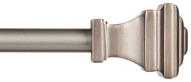 Kenney Fast Fit Series KN75244 Curtain Rod, 5/8 in Dia, 36 to 66 in L, Steel, Pewter